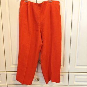 Sag Harbor Orange Linen Capris, Size 14